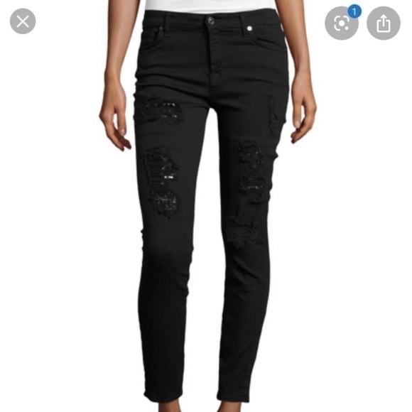 7 for All Mankind ripped sequin skinny - Picture 1 of 7